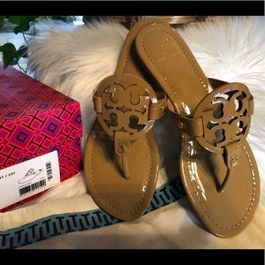 Tory Burch Sand Tan Patent Miller’s~NEW~ Size 8